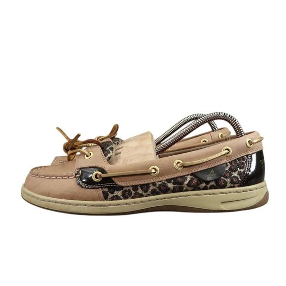 Sperry Shoes Womens 9 Slip On Boat Loafer Leather Leopard Top Sider Preppy Brown - Picture 3 of 13